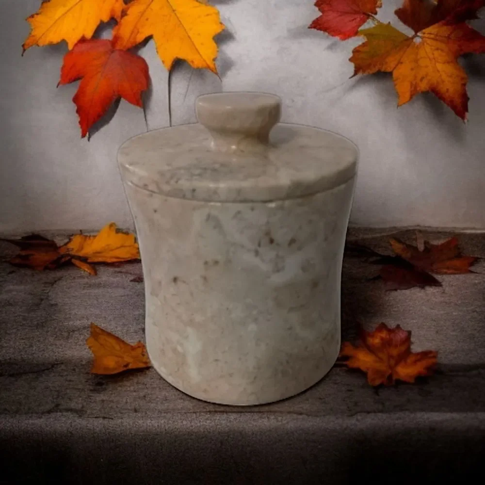 Vintage Travertine Marble Canister Bathroom HEAVY Beige Natural Stone Farmhouse.